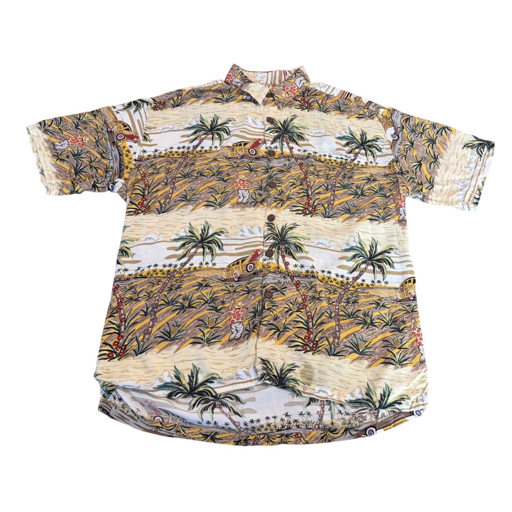Vintage Kahala Ron Anderson Collection Hawaiian Shirt Woodie Wagon Rayon medium